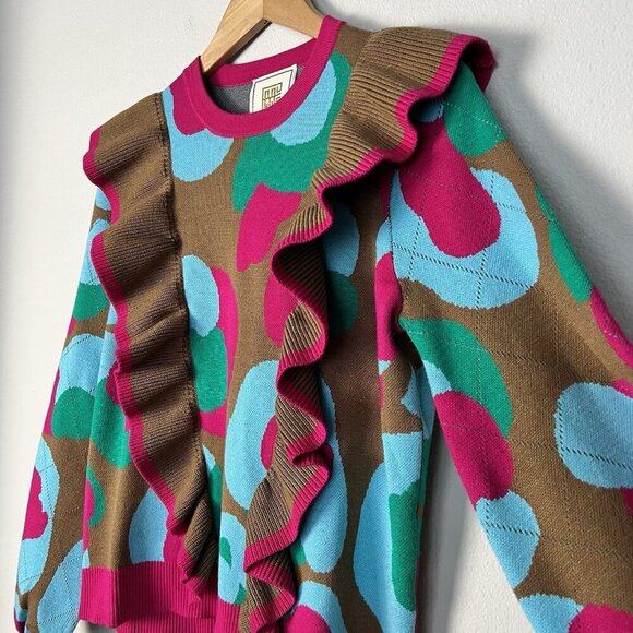 Emily McCarthy Lillian Sweater Womens Small Meadowbrook Spot Preppy Maximalism - Picture 4 of 8